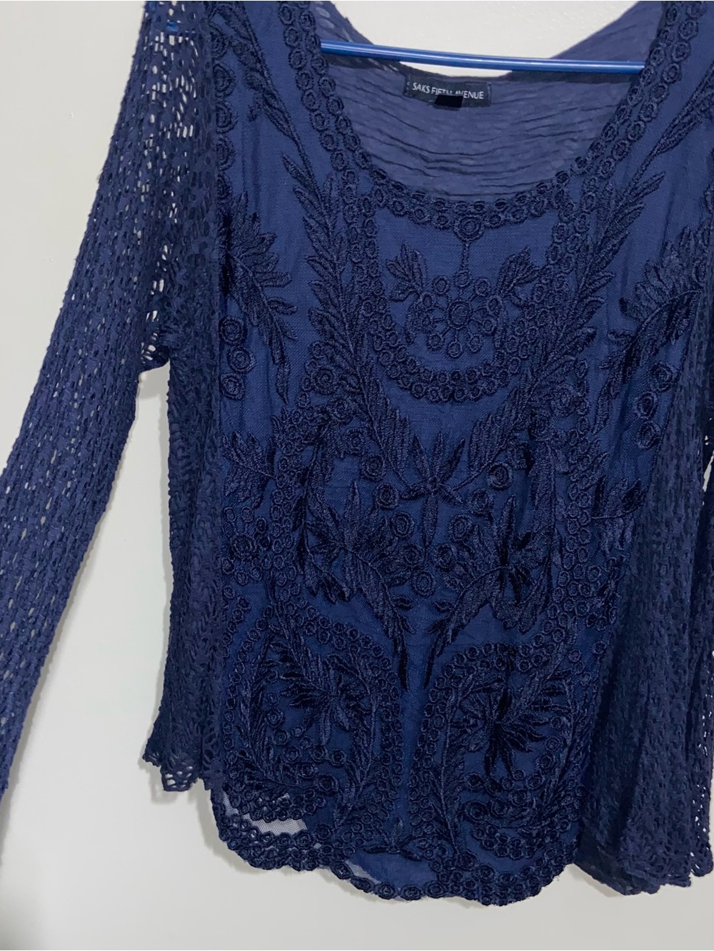 Saks Fifth Avenue Top Womens Medium Italy Whimsigoth Fairy Crochet Boho Coastal - Picture 6 of 12